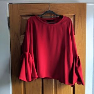 Zara top - pleated bell sleeve NWOT